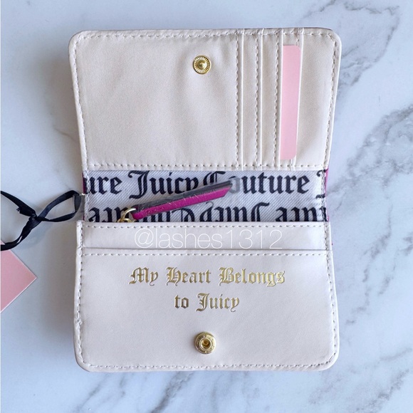 JUICY COUTURE Wallet Short Sweet Bifold Card Case - Hot Pink - Picture 3 of 3